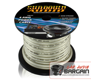 * New * Sundown Audio 4 AWG OFC Silver 100ft Power Cable Spool * New * Sundown Audio 4 AWG OFC Silver 100ft Power Cable Spool