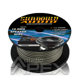 Sundown Audio 16 Gauge OFC Silver/Black Paired 200ft Speaker Cable Sundown Audio 16 Gauge OFC Silver/Black Paired 200ft Speaker Cable