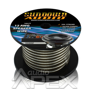 Sundown Audio 12 AWG Gauge OFC Silver/Black 100ft Speaker Wire Sundown Audio 12 AWG Gauge OFC Silver/Black 100ft Speaker Wire