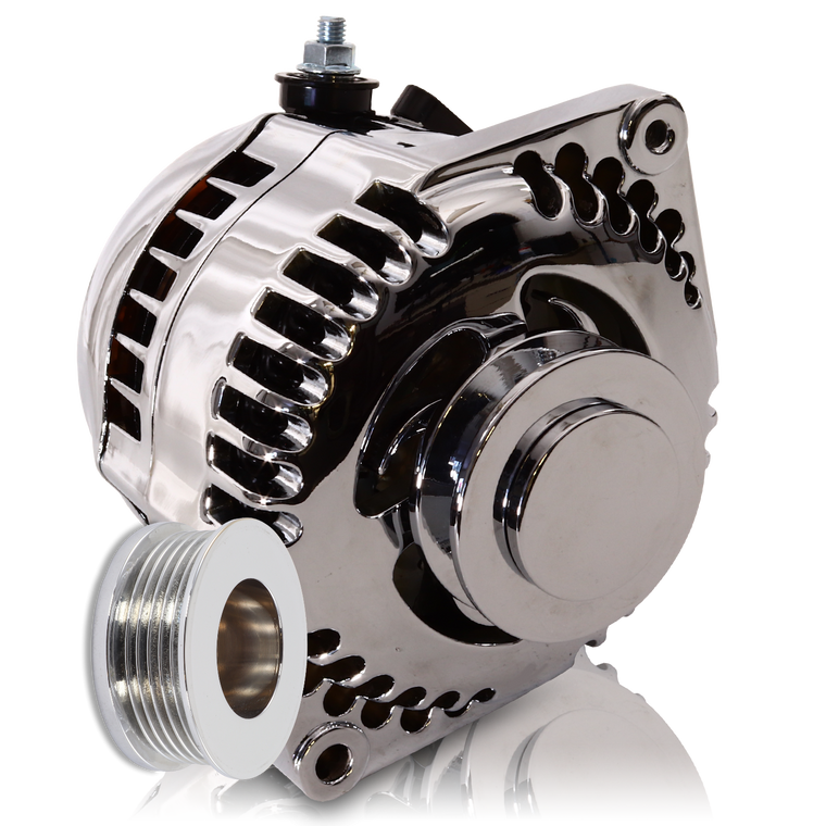 170 amp racing alternator - 63-85 GM - Polished (includes 2 pulleys) 7127170P Mechman