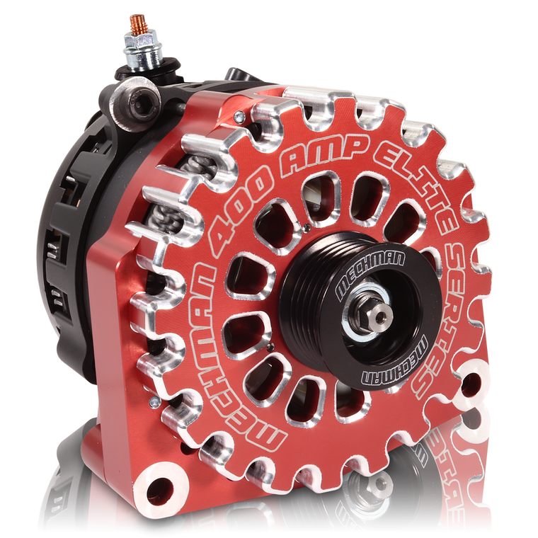 High Output 400A large case BILLET alternator for 2001-2007 GM truck 6.6l Diesel - side output stud - RED B11348400RD Mechman