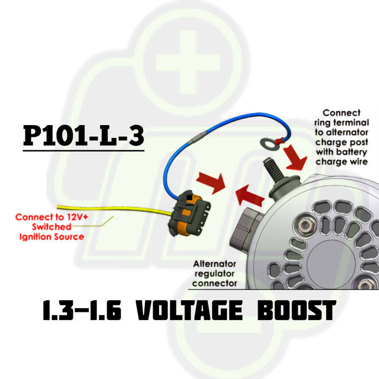 P101-L-3 Voltage boost harness for GM 4 pin regulators for a 1.5 volt increase for Lithium batteries P101-L-3 Mechman