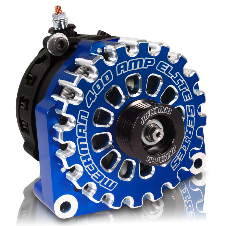 High Output 400A large case BILLET alternator for 2001-2007 GM truck 6.6l Diesel - side output stud - Dark Blue B11348400DB Mechman