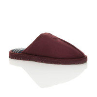 Front right side view of Burgundy Suede Flat Tartan Check Luxury Mules Slippers