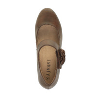 Top view of Brown PU Flower Mary Jane Padded Comfort Court Shoes