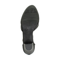 Bottom view of the sole of Black PU Mid Heel T-Bar Brogue Shoes Sandals