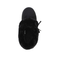 Top view of Black / Black Fur Suede Fur Lined Winter Luxury Ankle Boots Slipper Booties