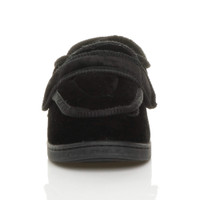 Front view of Black Orthopaedic Memory Foam Wide Fit Slippers