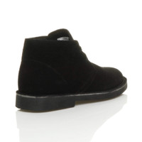 Back right side view of Black Suede Leather Lace Up Ankle Desert Boots