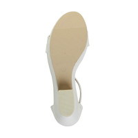 Bottom view of the sole of White PU Mid Heel Semi Wedge Platform Sandals