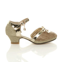 Right side view of Gold Heeled Diamante Sandals Shoes