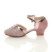 Left side view of Pink Heeled Diamante Sandals Shoes