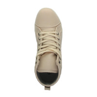 Top view of Beige PU Flat Lace Up Quilted Hi-Top Trainers