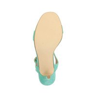 Bottom view of the sole of Mint Suede High Heel Strappy Buckle Sandals
