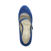 Top view of Cobalt Blue Suede Mid Heel Mary Jane Court Shoes