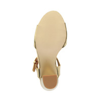 Bottom view of the sole of Gold PU High Block Heel Sandals