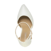 Top view of White PU High Block Heel Ankle Strap Pointed Court Shoes
