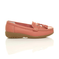 Right side view of Coral Low Heel Wedge Comfort Boat Shoes Loafers