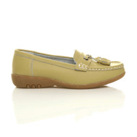 Right side view of Pistachio Low Heel Wedge Comfort Boat Shoes Loafers