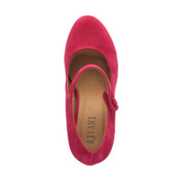 Top view of Fuchsia Pink Suede High Heel Platform Mary Jane Court Shoes