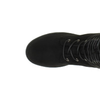 Top view of Black Suede Low Heel Biker Military Calf Boots