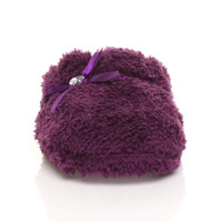 Front view of Purple Flat Fleece Fluffy Mules Slippers