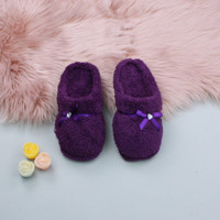 Purple Flat Fleece Fluffy Mules Slippers
