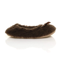 Right side view of Brown Fleece Fluffy Footlets Slippers Socks