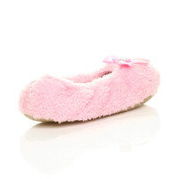 Back right side view of Baby Pink Fleece Fluffy Footlets Slippers Socks
