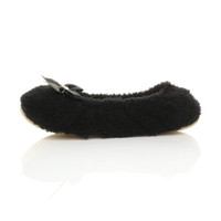 Left side view of Black Fleece Fluffy Footlets Slippers Socks