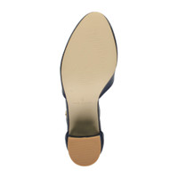 Bottom view of the sole of Navy PU Mid Block Heel Ankle Strap Sandals Court Shoes
