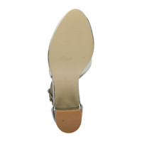 Bottom view of the sole of Silver PU Mid Block Heel Ankle Strap Sandals Court Shoes