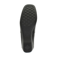 Bottom view of the sole of Black Mid Heel Wedge Elastic Comfort Loafers