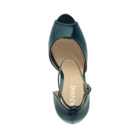 Top view of Teal Patent High Heel Ankle Strap Stiletto Peep Toe Shoes Sandals