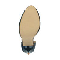 Bottom view of the sole of Teal Patent High Heel Ankle Strap Stiletto Peep Toe Shoes Sandals
