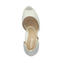 Top view of White Patent High Heel Ankle Strap Stiletto Peep Toe Shoes Sandals