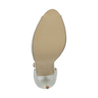 Bottom view of the sole of White Patent High Heel Ankle Strap Stiletto Peep Toe Shoes Sandals