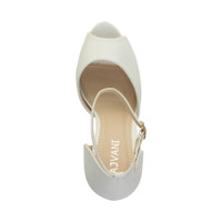 Top view of White PU High Heel Ankle Strap Stiletto Peep Toe Shoes Sandals