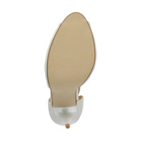 Bottom view of the sole of White PU High Heel Ankle Strap Stiletto Peep Toe Shoes Sandals