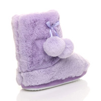 Back right side view of Lilac Fur Fur Lined Winter Ankle Boots Slippers Booties