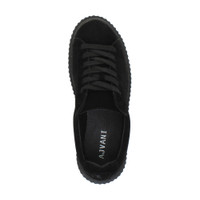 Top view of Black / Black Sole Suede Platform Flatform Creepers Trainers