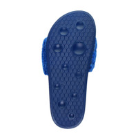 Bottom view of the sole of Blue Fur Flat Faux Fur Sandals Sliders