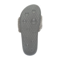 Bottom view of the sole of Grey Fur Flat Faux Fur Sandals Sliders