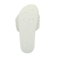 Bottom view of the sole of White Fur Flat Faux Fur Sandals Sliders