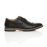 Right side view of Black PU Contrast Oxford Shoes Brogues