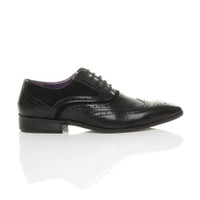 Right side view of Black PU Pointed Toe Contrast Brogue Shoes