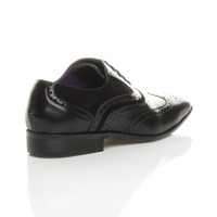 Back right side view of Black PU Pointed Toe Contrast Brogue Shoes