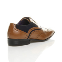 Back right side view of Tan PU Pointed Toe Contrast Brogue Shoes