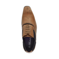 Top view of Tan PU Pointed Toe Contrast Brogue Shoes