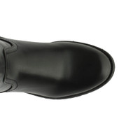 Top view of Black PU Low Heel Biker Over The Knee Boots
